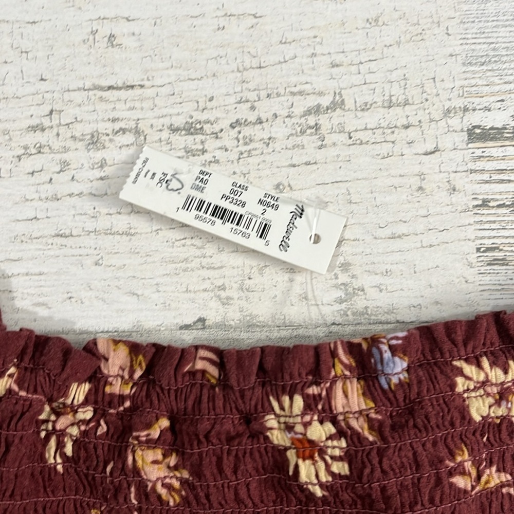 Madewell Lucie Smocked Square Neck Peplum Floral Blouse Size 2 NWT - Picture 7 of 11